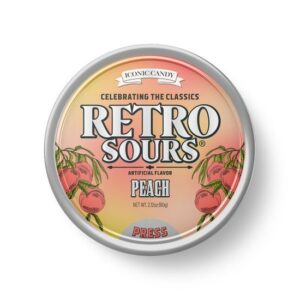 Iconic Retro Sours Peach Hard Candy Tin 2.12oz 8ct